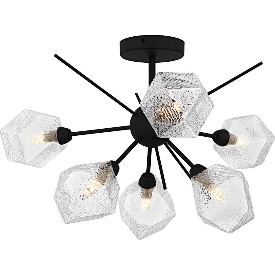 Salvador 6Lt Semi-Flush Mount, Earth Black/Clear Textured