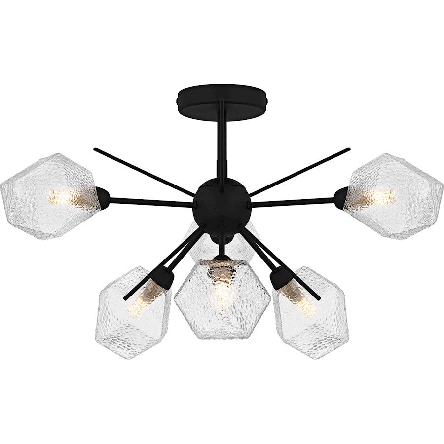 Salvador 6Lt Semi-Flush Mount, Earth Black/Clear Textured