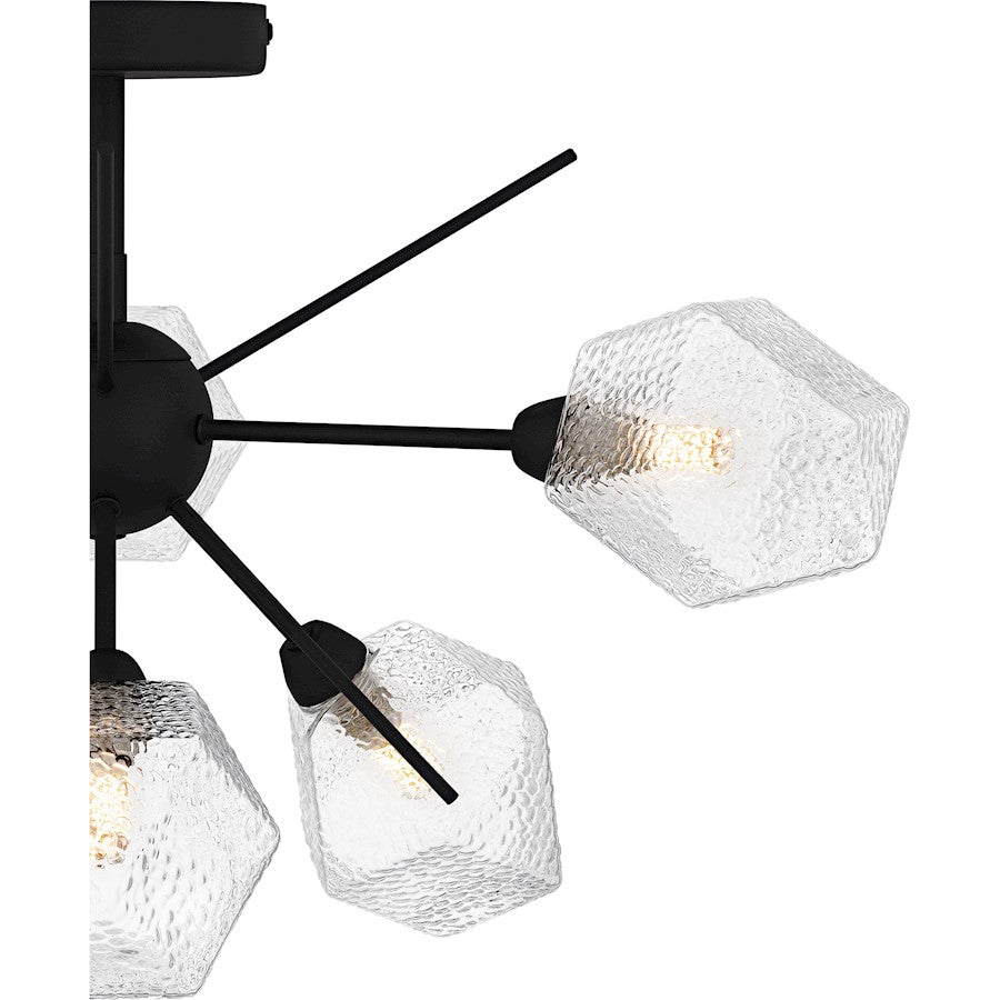 Salvador 6Lt Semi-Flush Mount, Earth Black/Clear Textured
