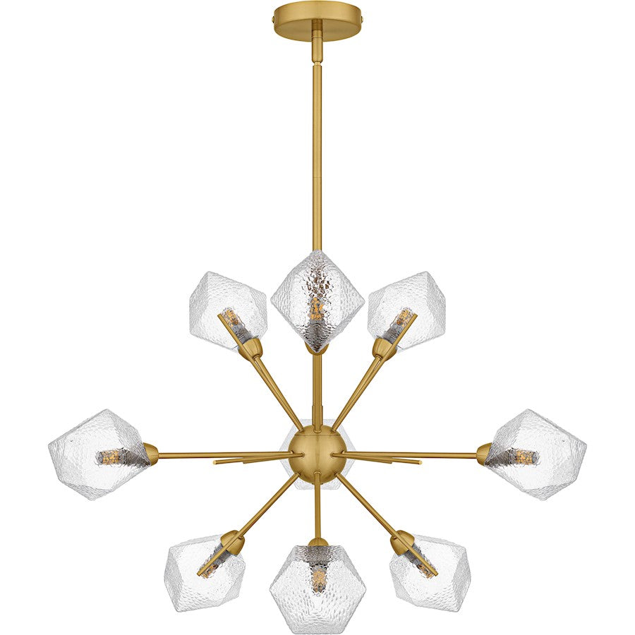Salvador 9Lt Chandelier, Gold/Clear Textured