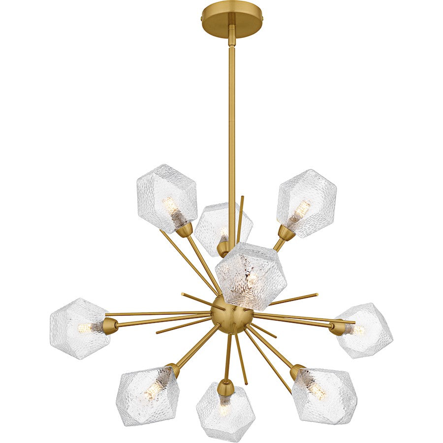 Salvador 9Lt Chandelier, Gold/Clear Textured