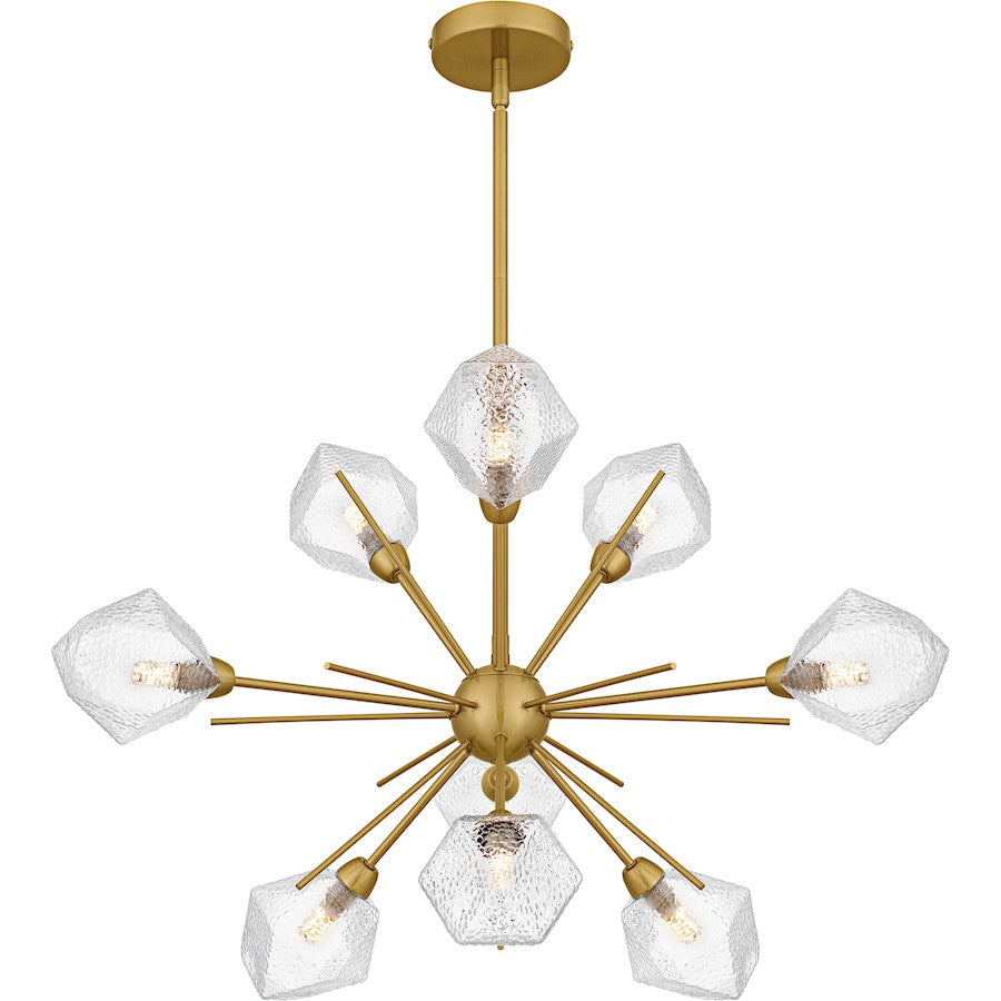 Salvador 9Lt Chandelier, Gold/Clear Textured