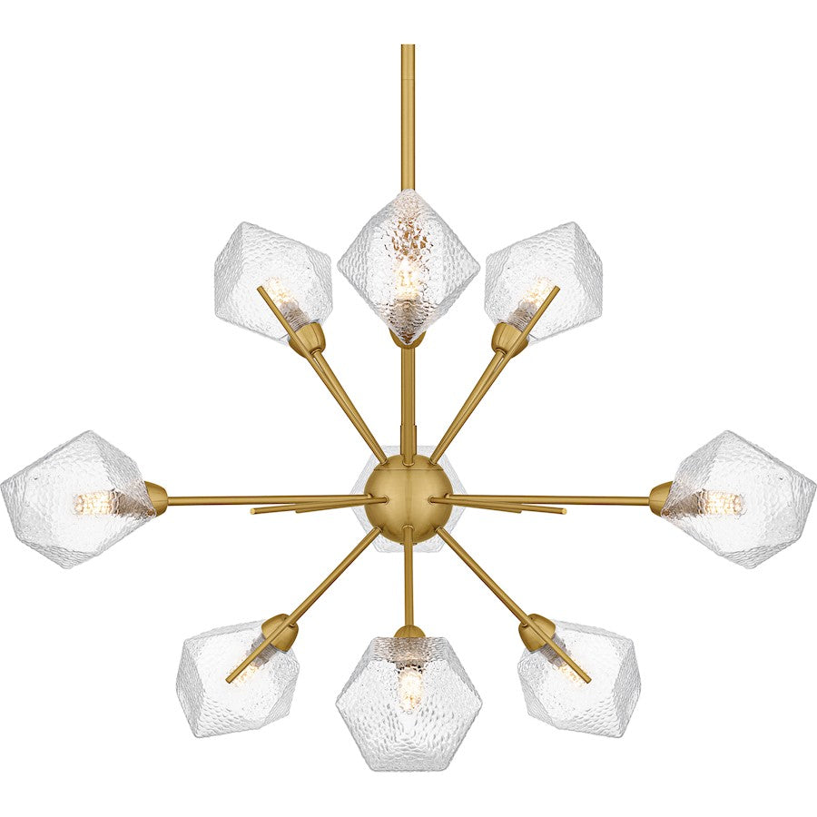 Salvador 9Lt Chandelier, Gold/Clear Textured