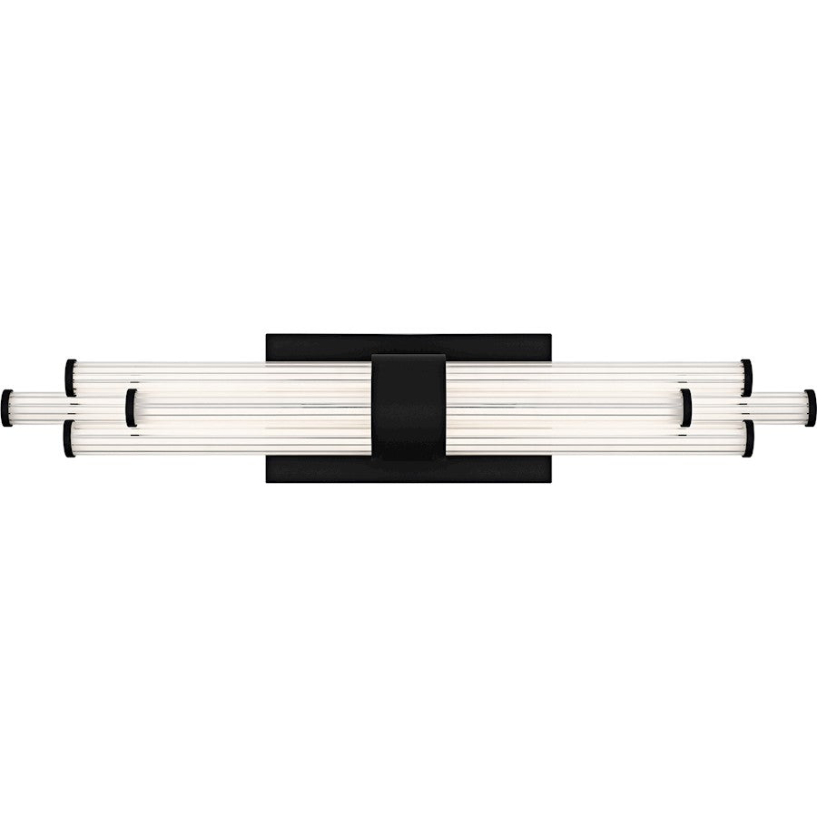 Talbott LED 24" Bath Light, Black/Clear Ribbed Acrylic