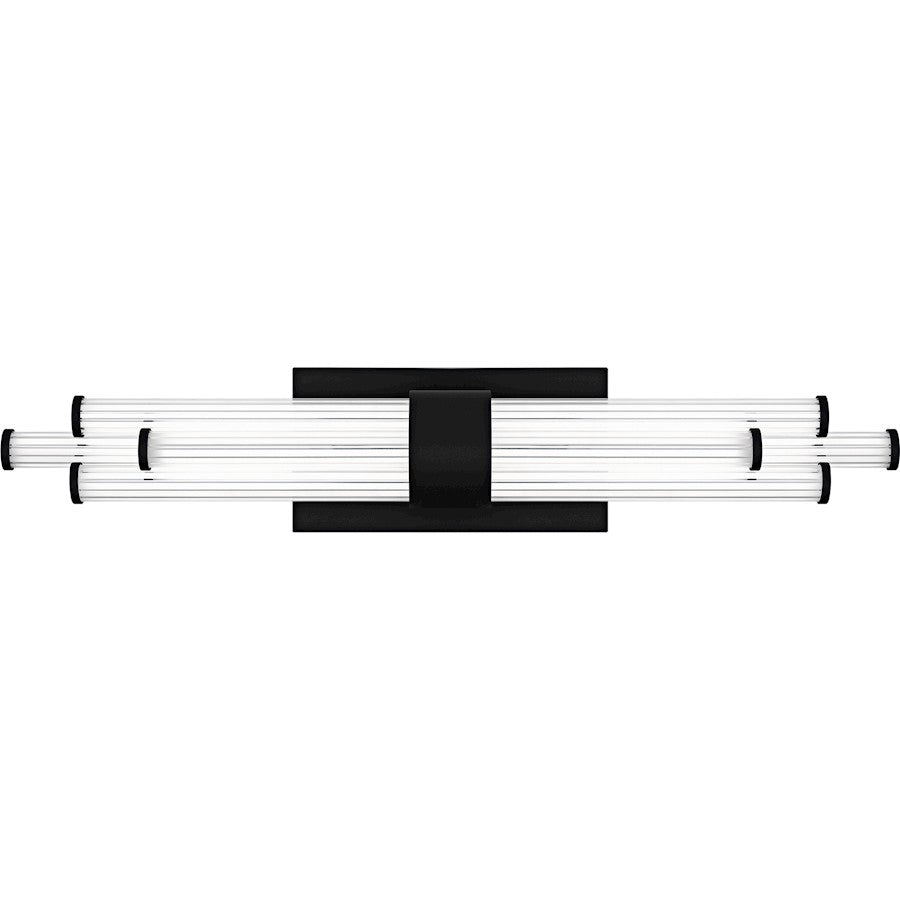 Talbott LED 24" Bath Light, Black/Clear Ribbed Acrylic