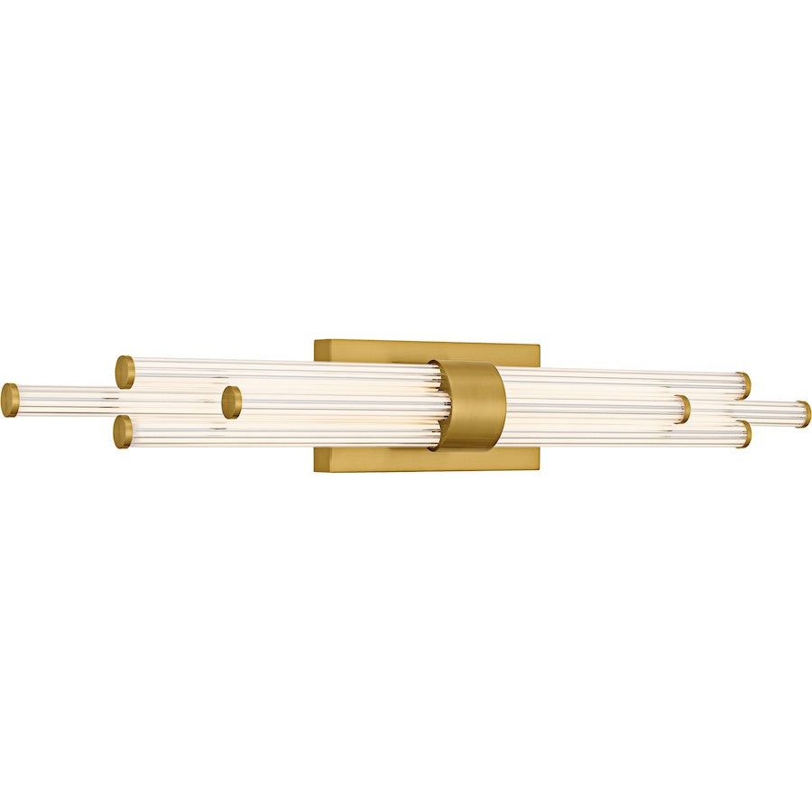 Talbott LED 32" Bath Light, Gold/Clear Ribbed Acrylic