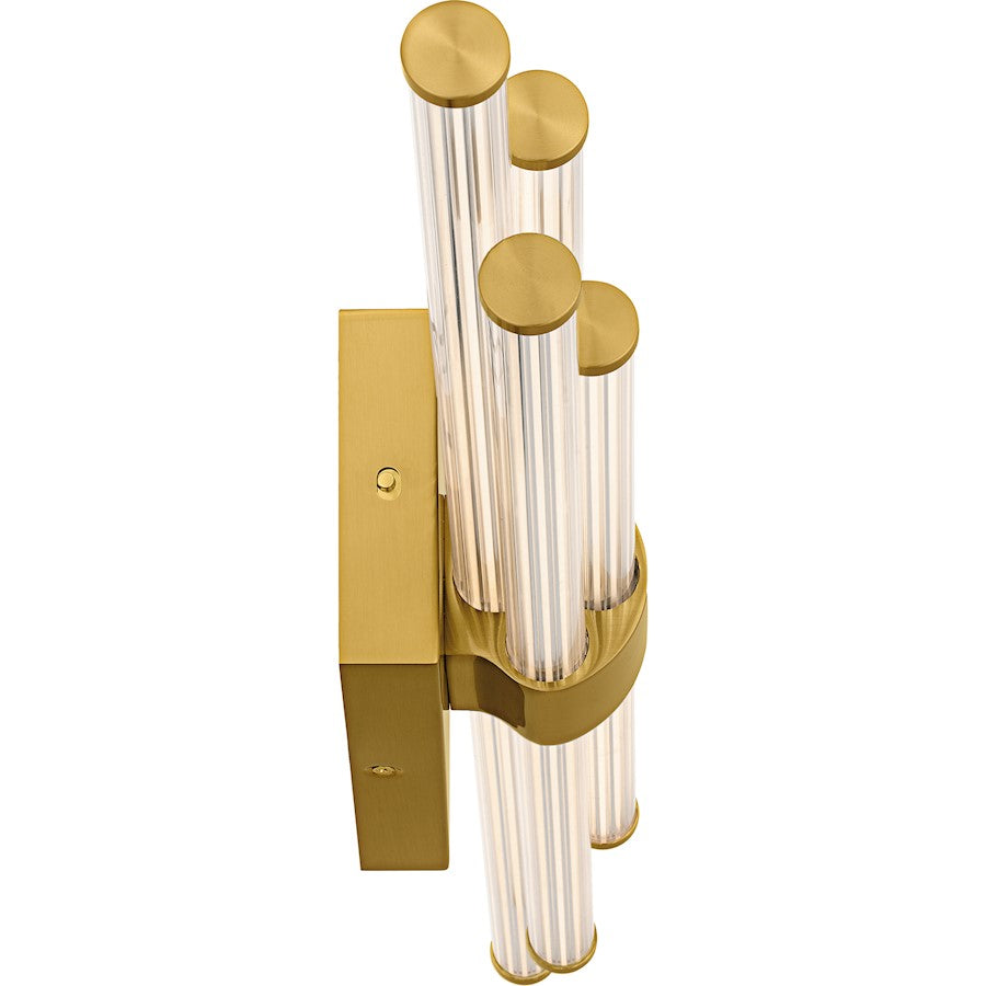 Talbott LED 32" Bath Light, Gold/Clear Ribbed Acrylic