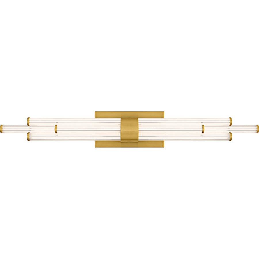 Talbott LED 32" Bath Light, Gold/Clear Ribbed Acrylic