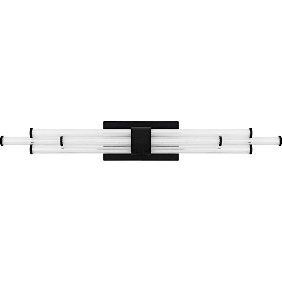 Talbott LED 32" Bath Light, Black/Clear Ribbed Acrylic