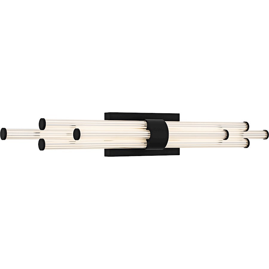 Talbott LED 32" Bath Light, Black/Clear Ribbed Acrylic