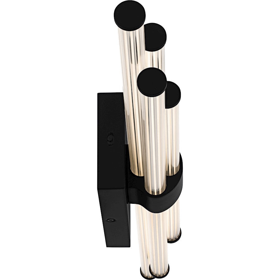 Talbott LED 32" Bath Light, Black/Clear Ribbed Acrylic