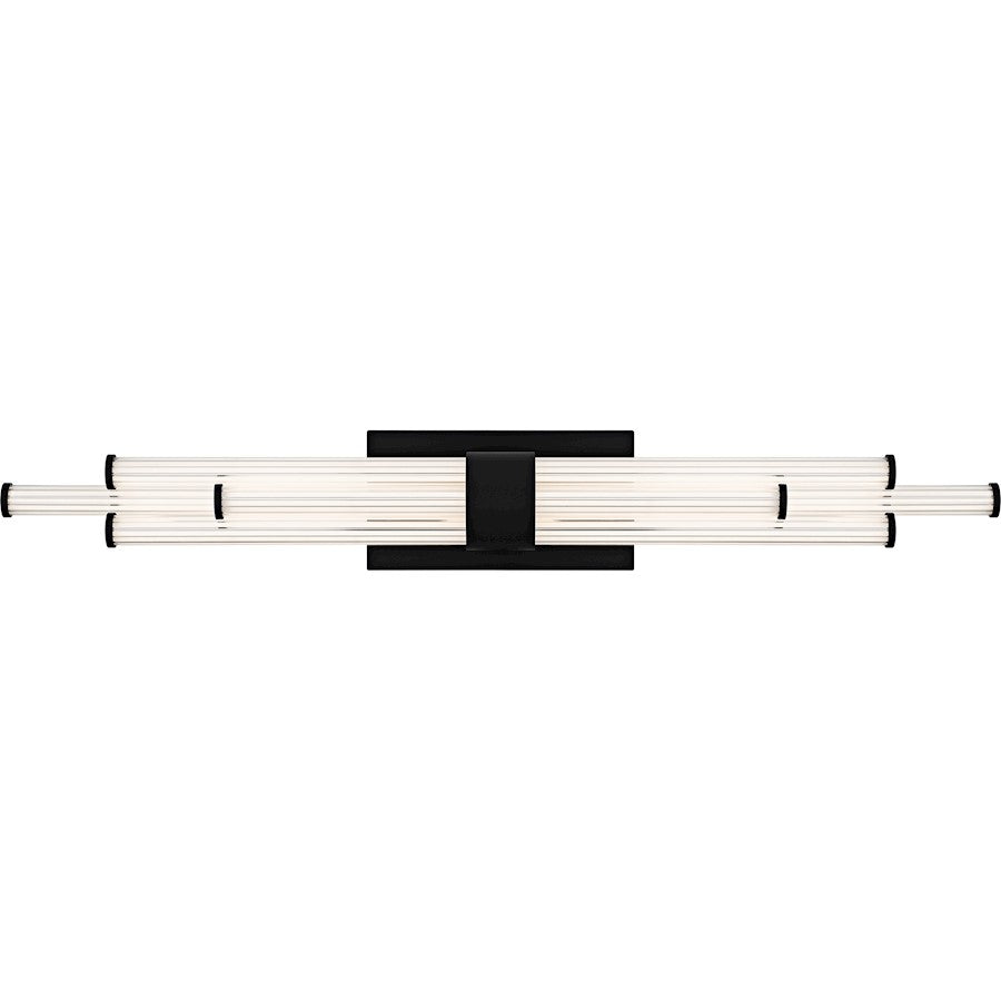 Talbott LED 32" Bath Light, Black/Clear Ribbed Acrylic