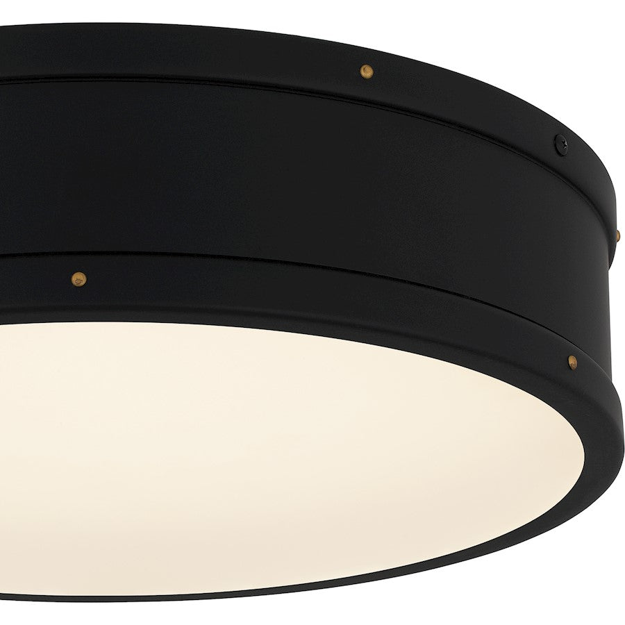 Ahoy Integrated LED Flush Mount, Matte Black/Etched Glass