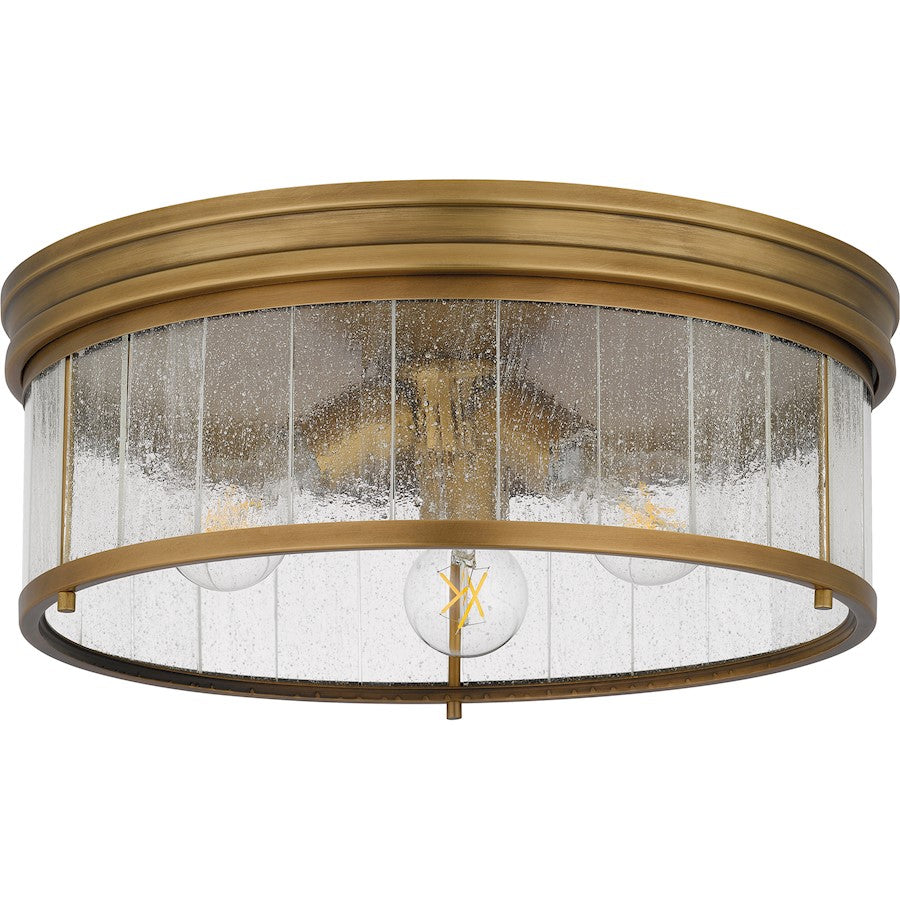 Theodora 3 Light Flush Mount, Brass/Clear Seedy Glass