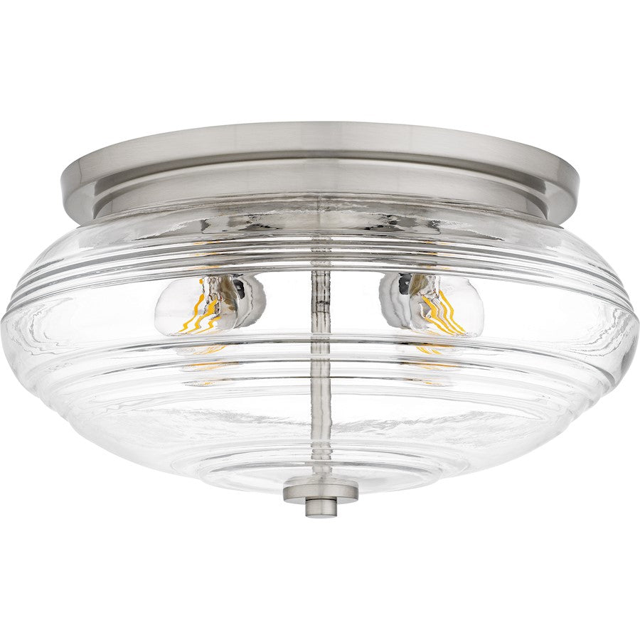 Gatonby 4Lt Flush Mount, Nickel/Clear Ribbed