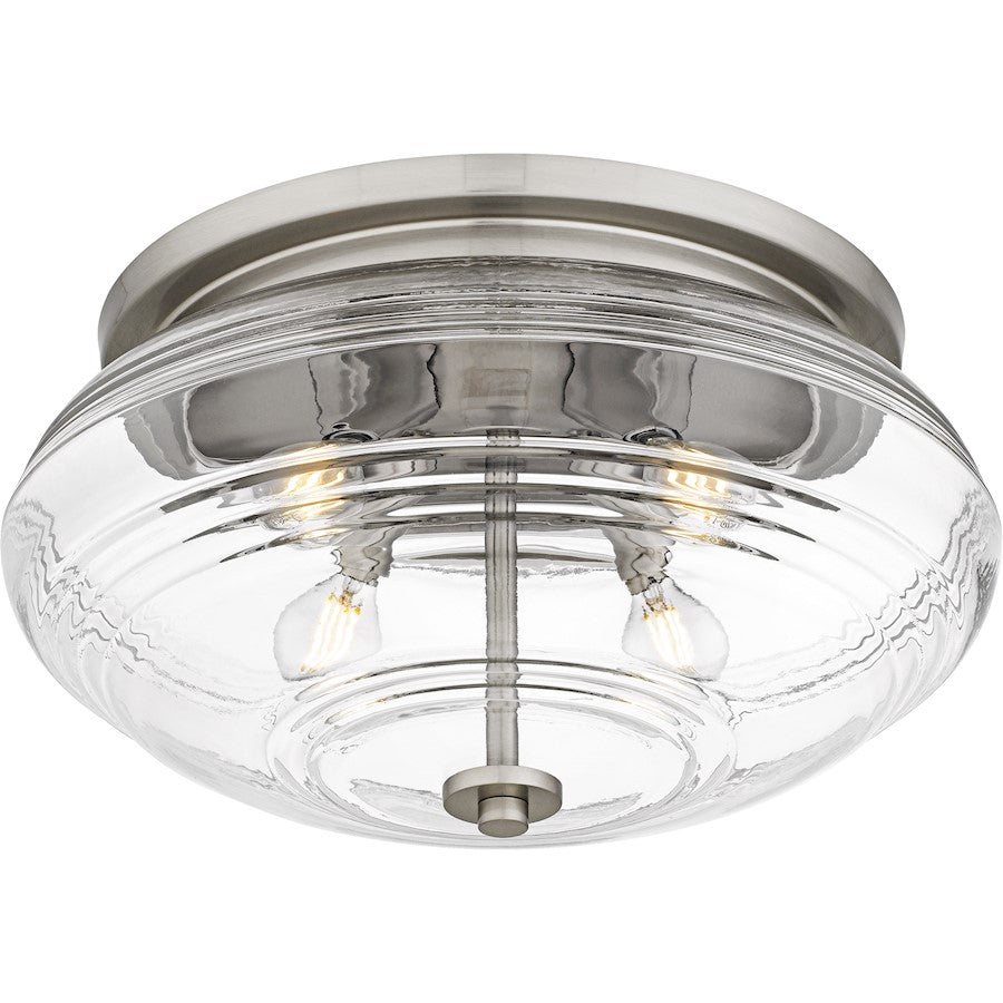 Gatonby 4Lt Flush Mount, Nickel/Clear Ribbed