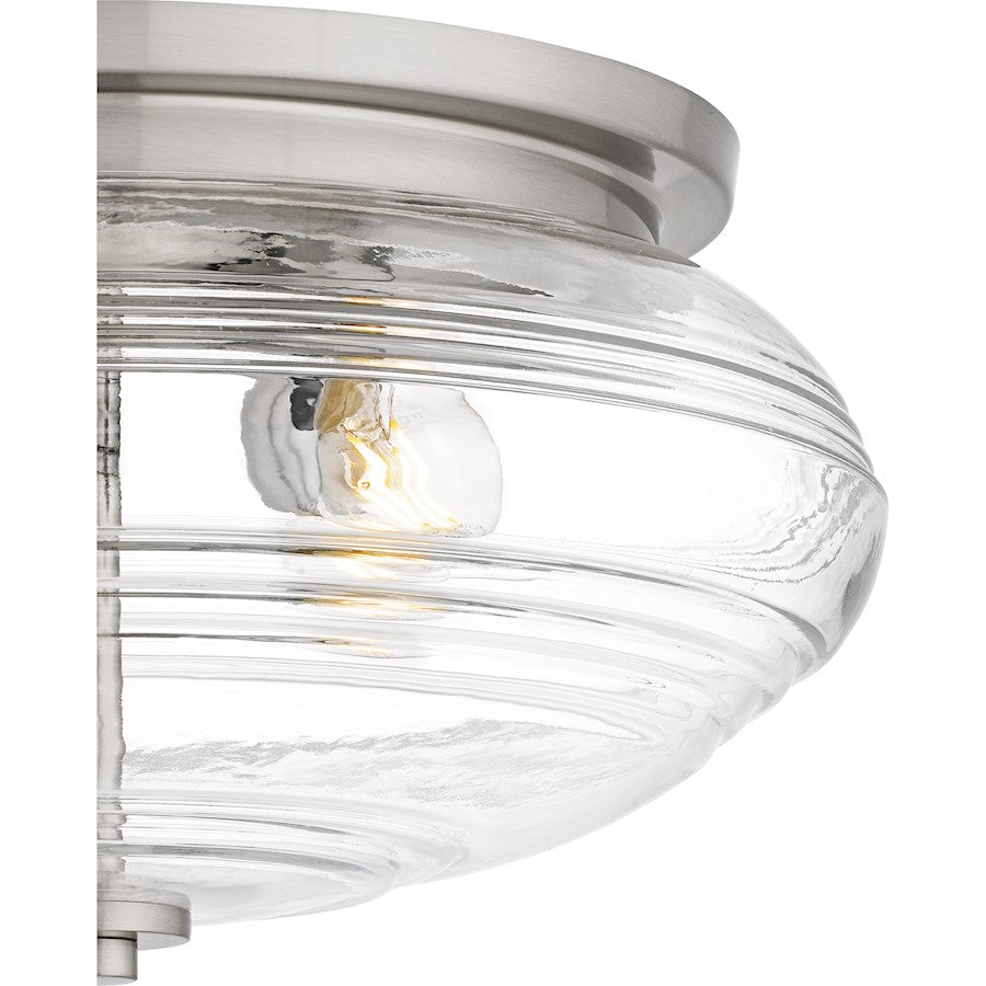 Gatonby 4Lt Flush Mount, Nickel/Clear Ribbed