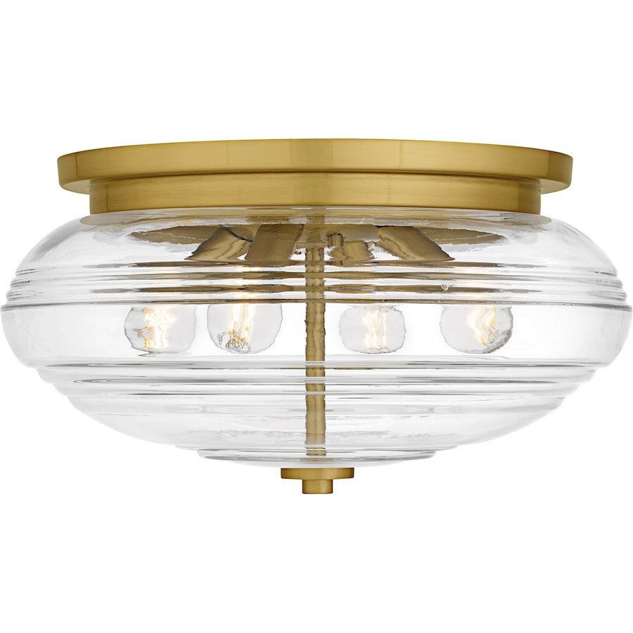 Gatonby 4Light Flush Mount, Brushed Gold/Clear Ribbed Glass