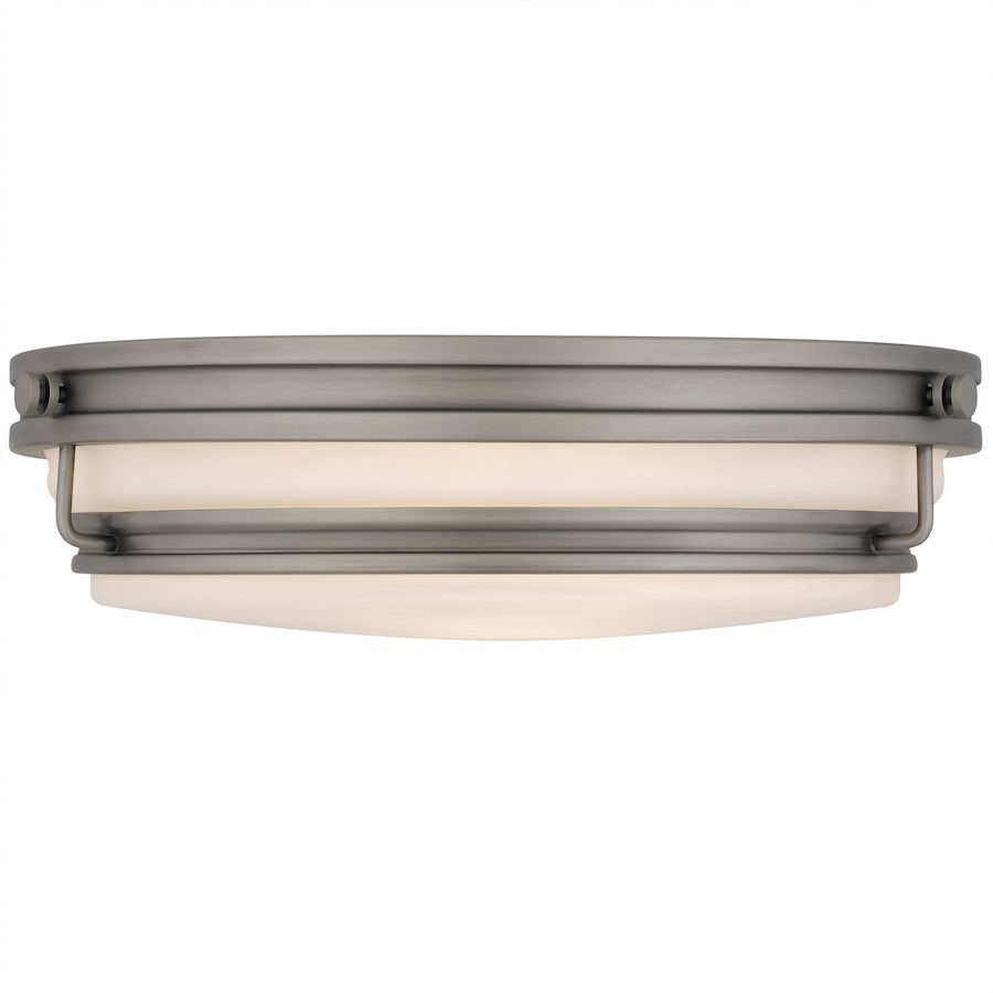 Grafton 3Light Flush Mount, Antique Nickel/Opal Etched Glass