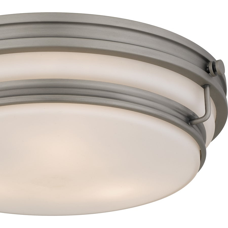 Grafton 3Light Flush Mount, Antique Nickel/Opal Etched Glass