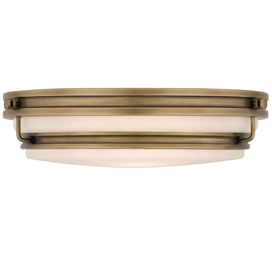 Grafton 3Lt Flush Mount, Weathered Brass/Opal Etched