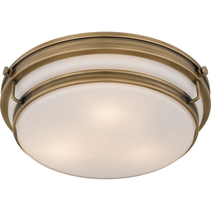 Grafton 3Lt Flush Mount, Weathered Brass/Opal Etched
