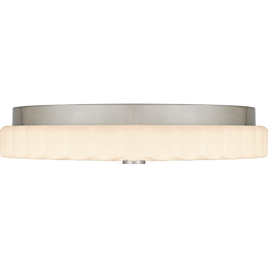 Cherbury Lt Flush Mount, Nickel/Opal Etched Ribbed