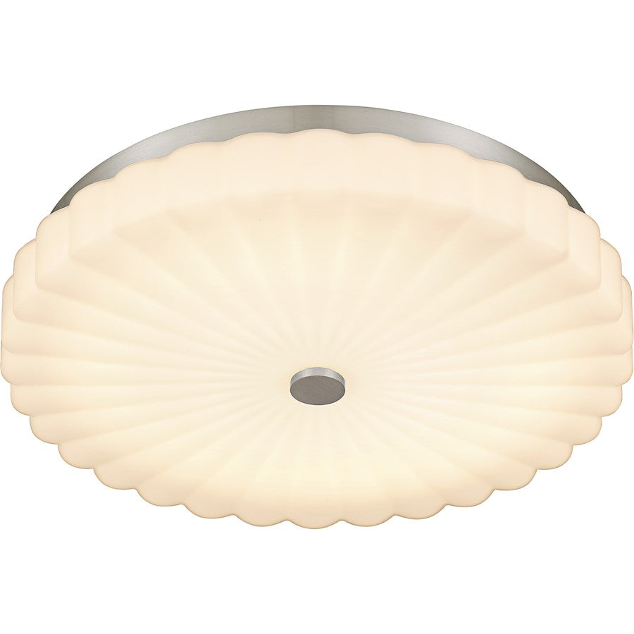 Cherbury Lt Flush Mount, Nickel/Opal Etched Ribbed