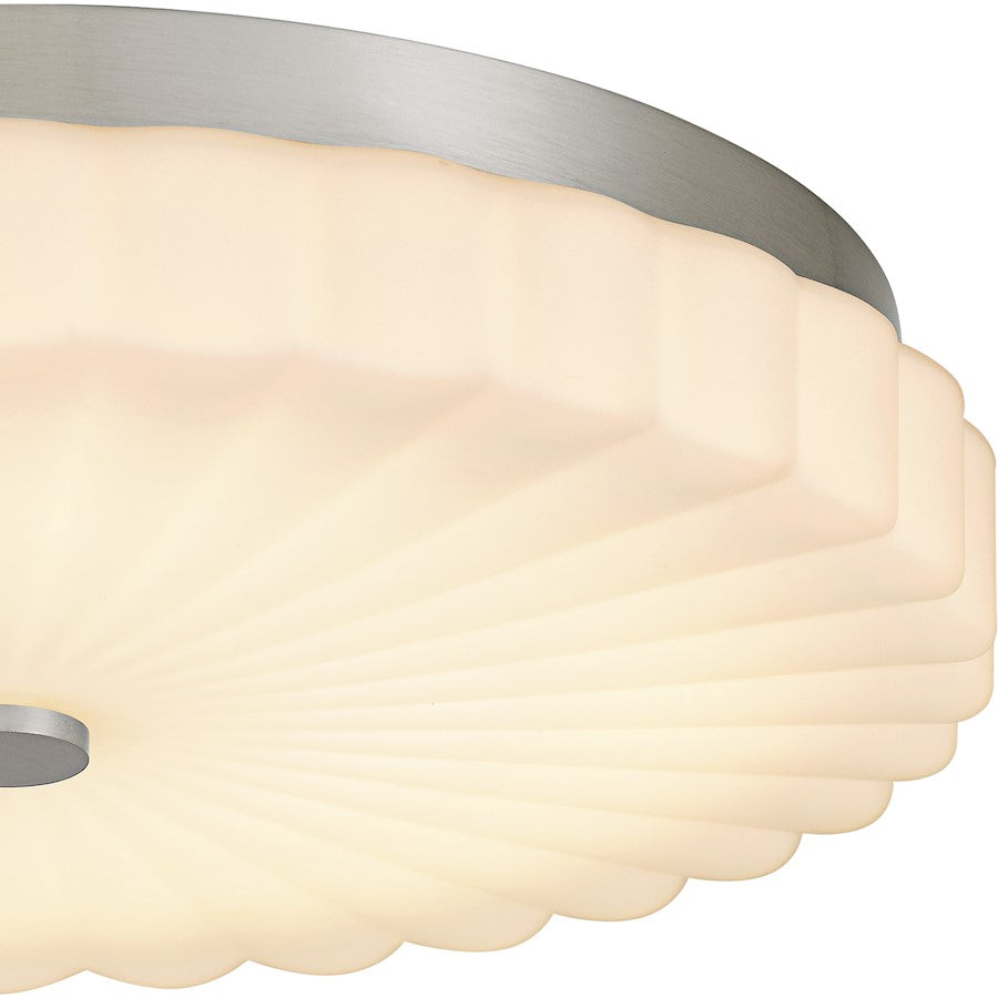 Cherbury Lt Flush Mount, Nickel/Opal Etched Ribbed