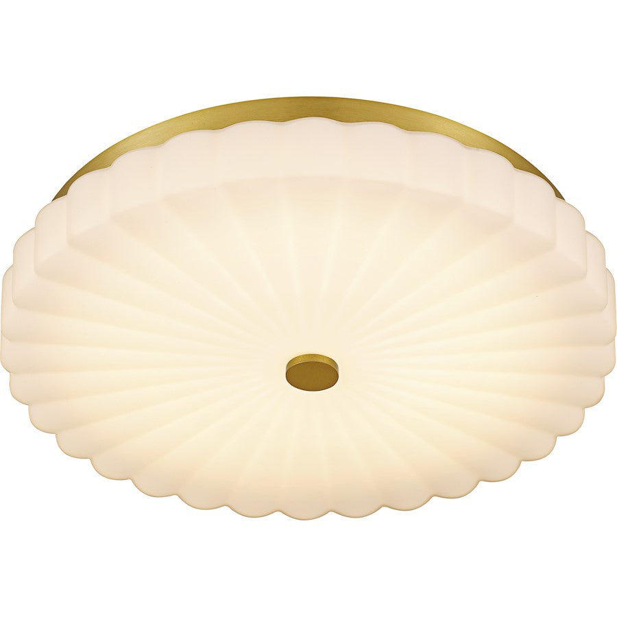 Cherbury Lt Flush Mount, Gold/Opal Etched Ribbed