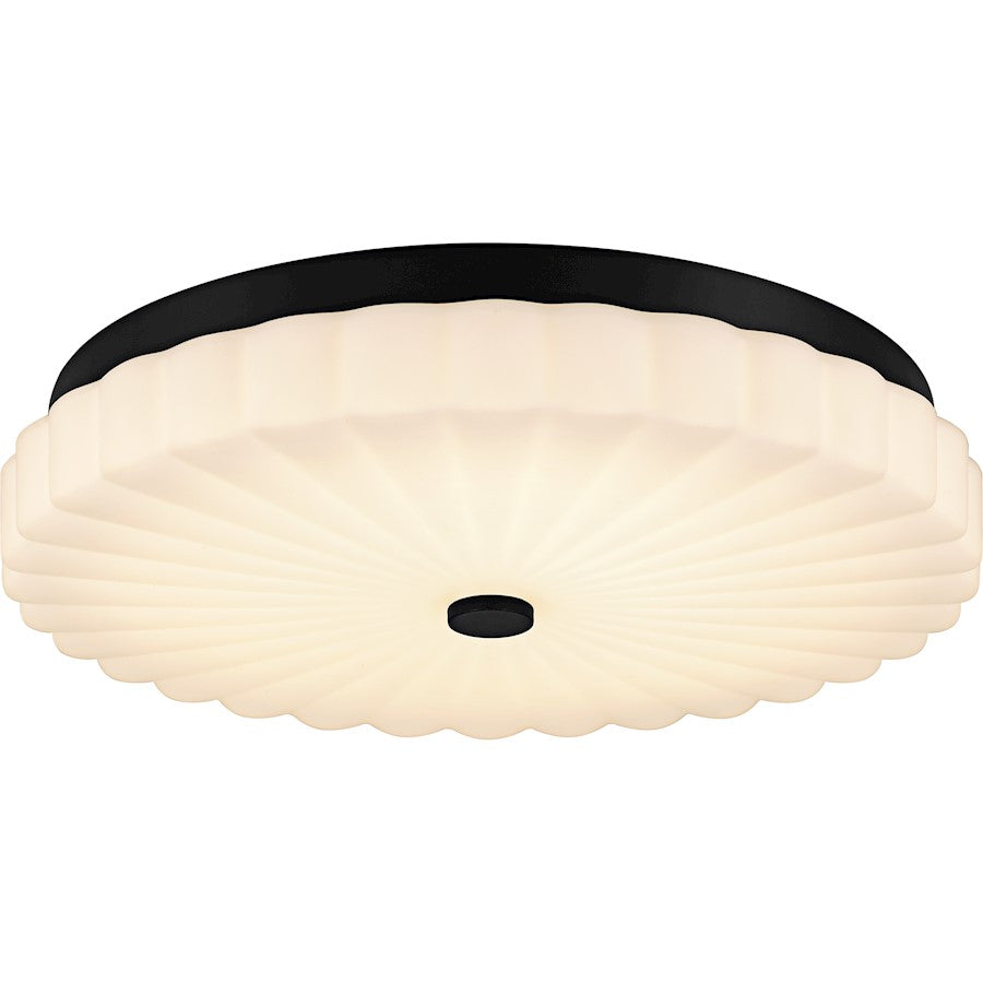 Quoizel Cherbury Lt Flush Mount, Black/Opal Etched Ribbed - QFL6787MBK