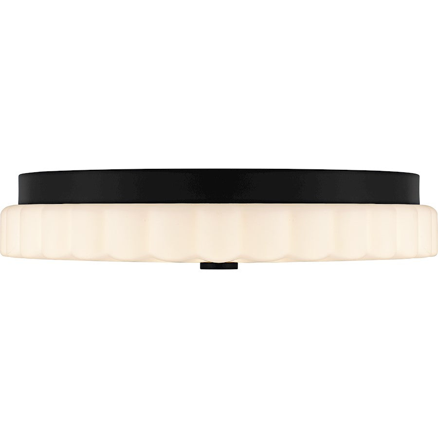 Cherbury Lt Flush Mount, Black/Opal Etched Ribbed