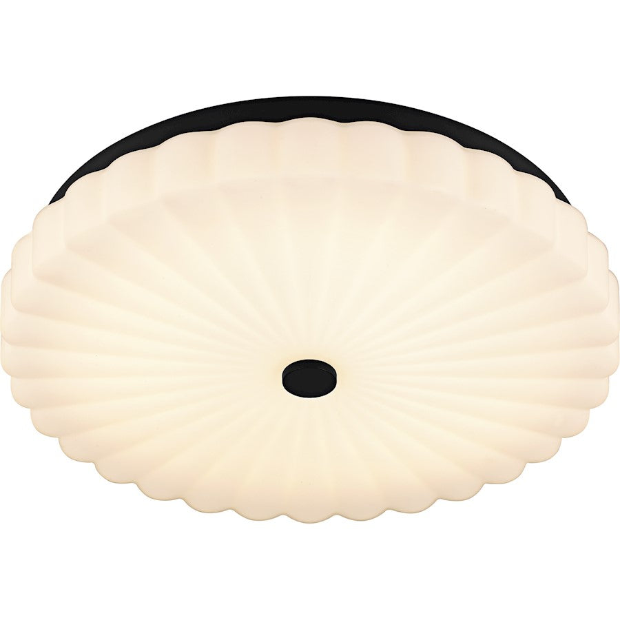 Cherbury Lt Flush Mount, Black/Opal Etched Ribbed