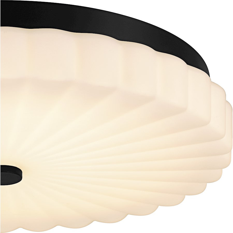 Cherbury Lt Flush Mount, Black/Opal Etched Ribbed