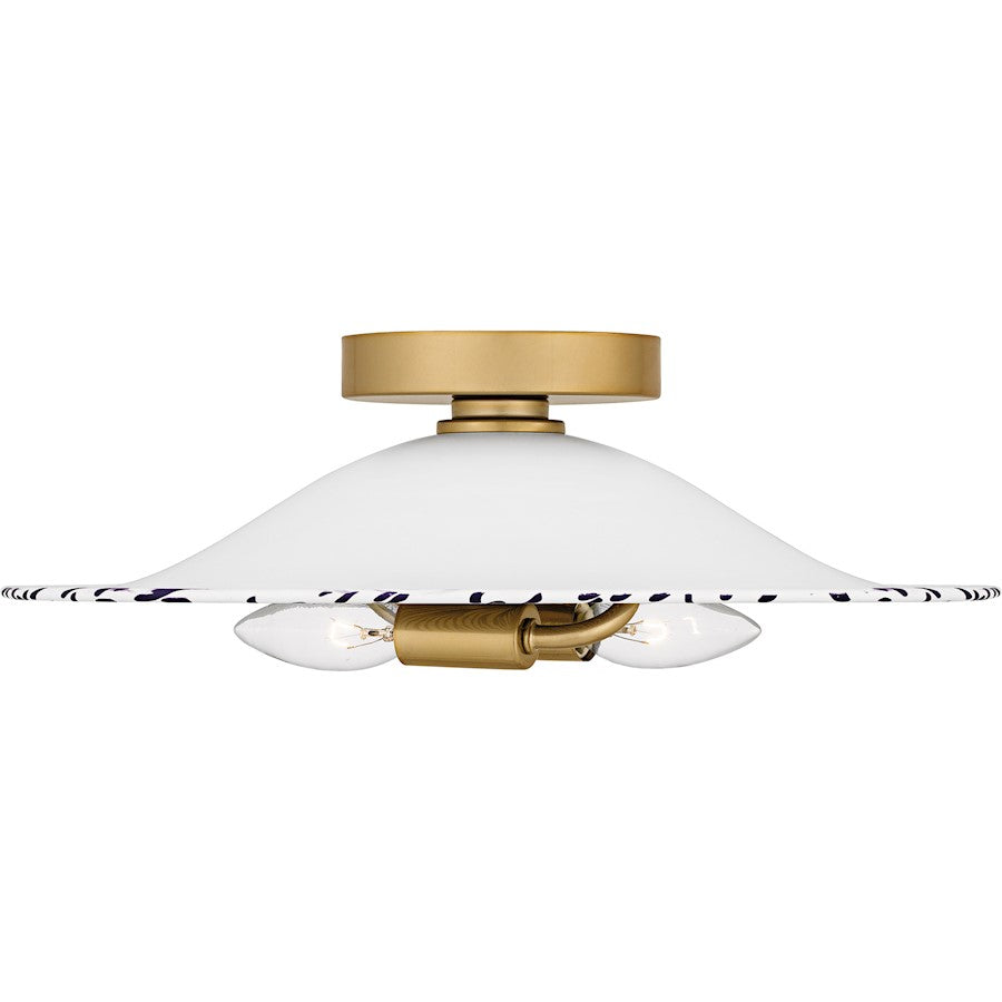 Indigo 2Light 16" Flush Mount, Light Gold Blue/Metal