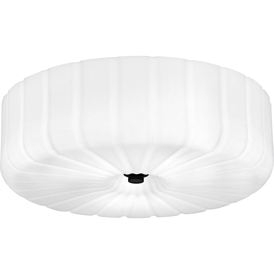 Quoizel Oberman 3Lt Flush Mount, Black/Opal Etched Ribbed - QFL6809MBK