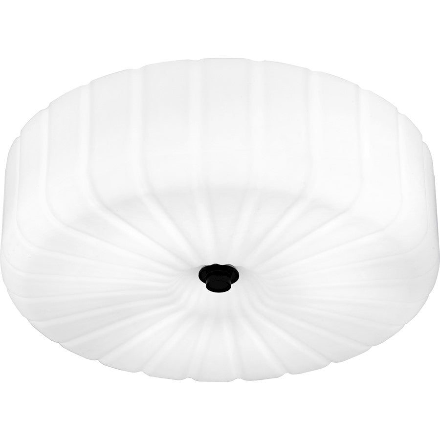 Oberman 3Lt Flush Mount, Black/Opal Etched Ribbed