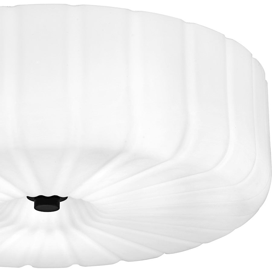 Oberman 3Lt Flush Mount, Black/Opal Etched Ribbed