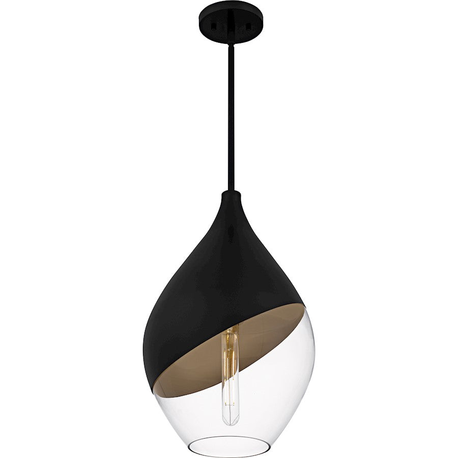 Drover 1Light Pendant, Matte Black/Clear Glass