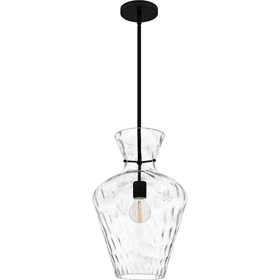 Hollis 1Light Pendant, Matte Black/Clear Water Glass