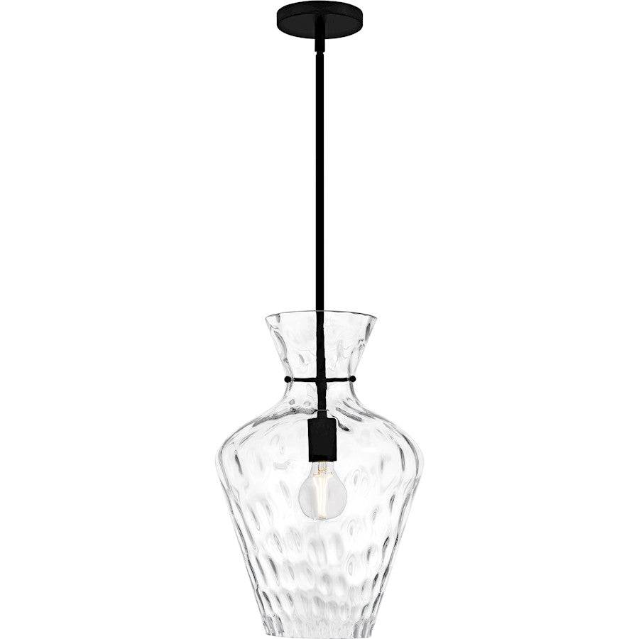 Hollis 1Light Pendant, Matte Black/Clear Water Glass
