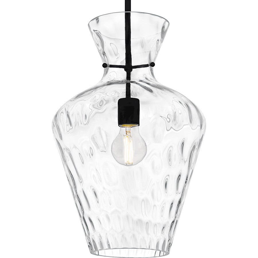 Hollis 1Light Pendant, Matte Black/Clear Water Glass