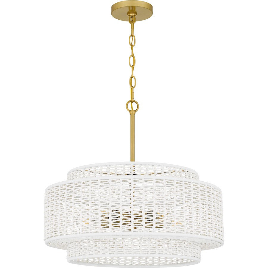 Teton 5 Light Pendant, Brushed Gold/Rope