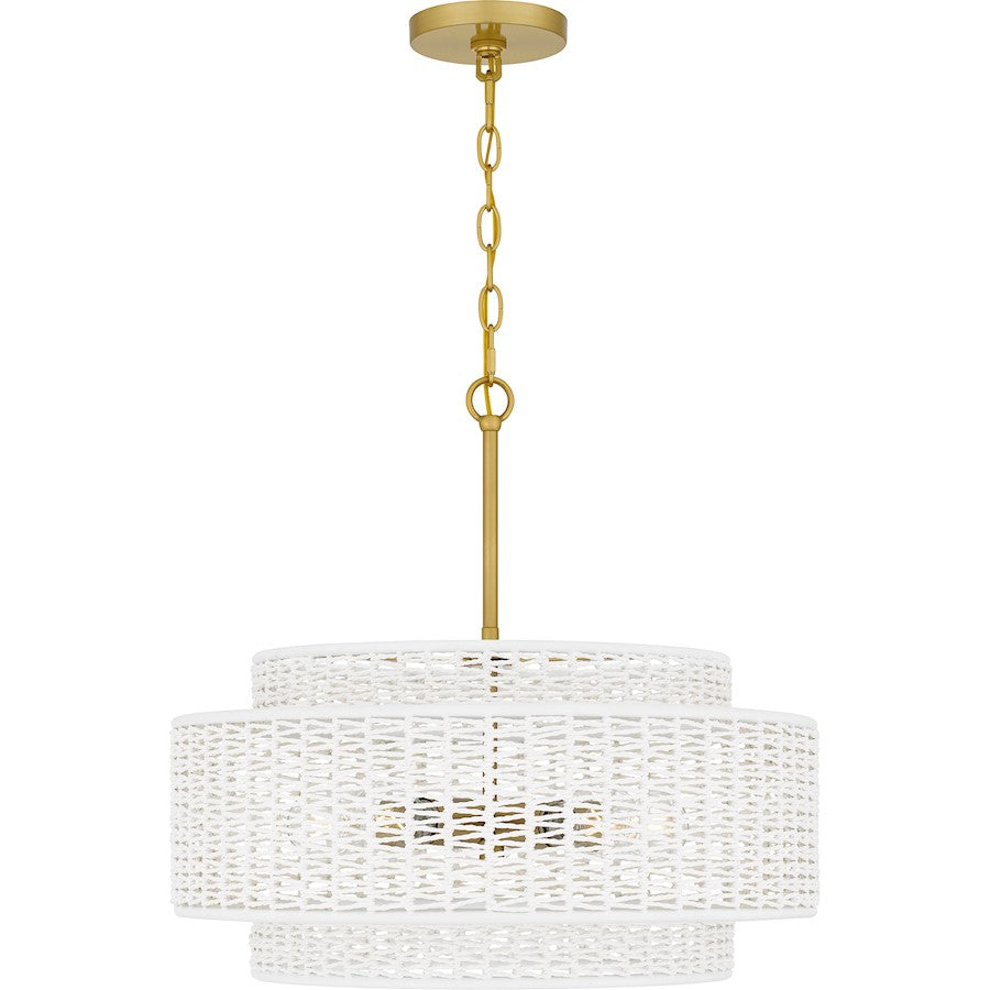 Teton 5 Light Pendant, Brushed Gold/Rope
