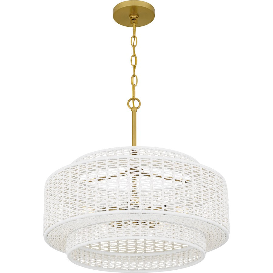 Teton 5 Light Pendant, Brushed Gold/Rope