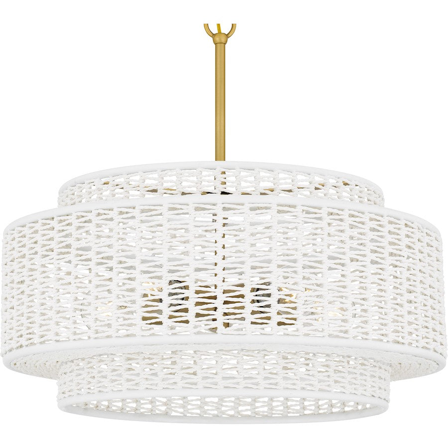 Teton 5 Light Pendant, Brushed Gold/Rope