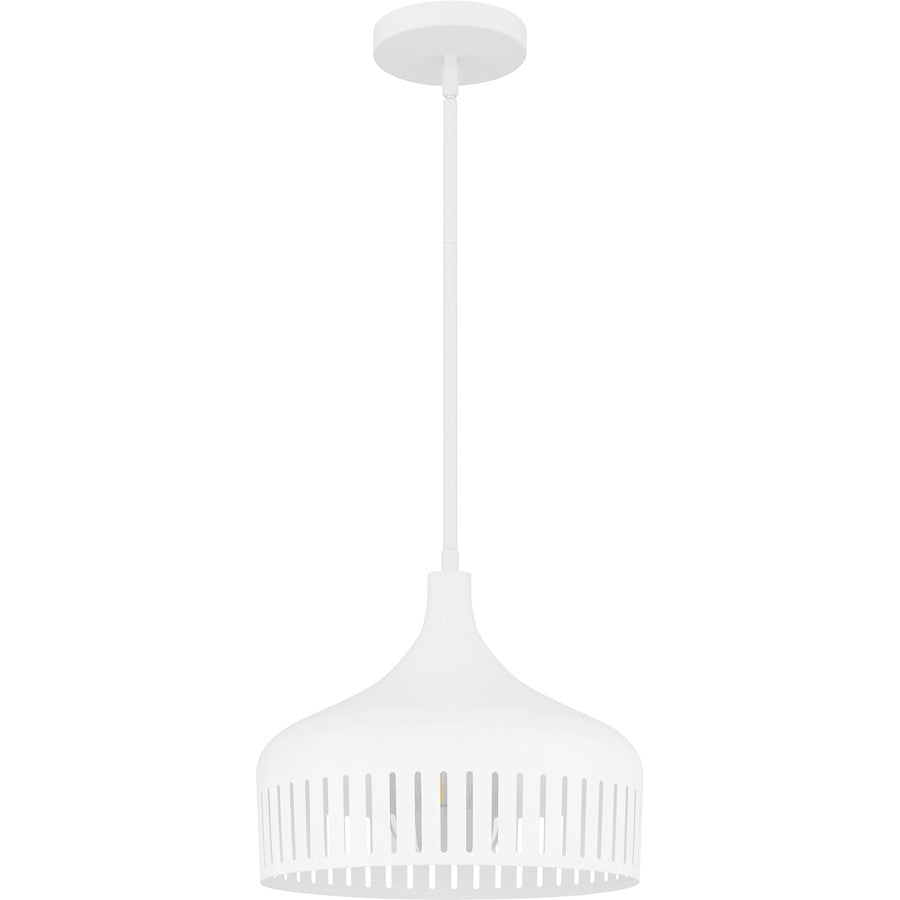 Keagan 1 Light Pendant, Matte White/Metal