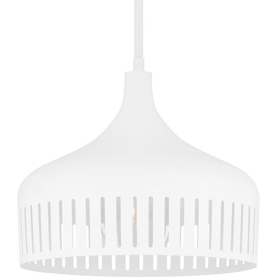 Keagan 1 Light Pendant, Matte White/Metal
