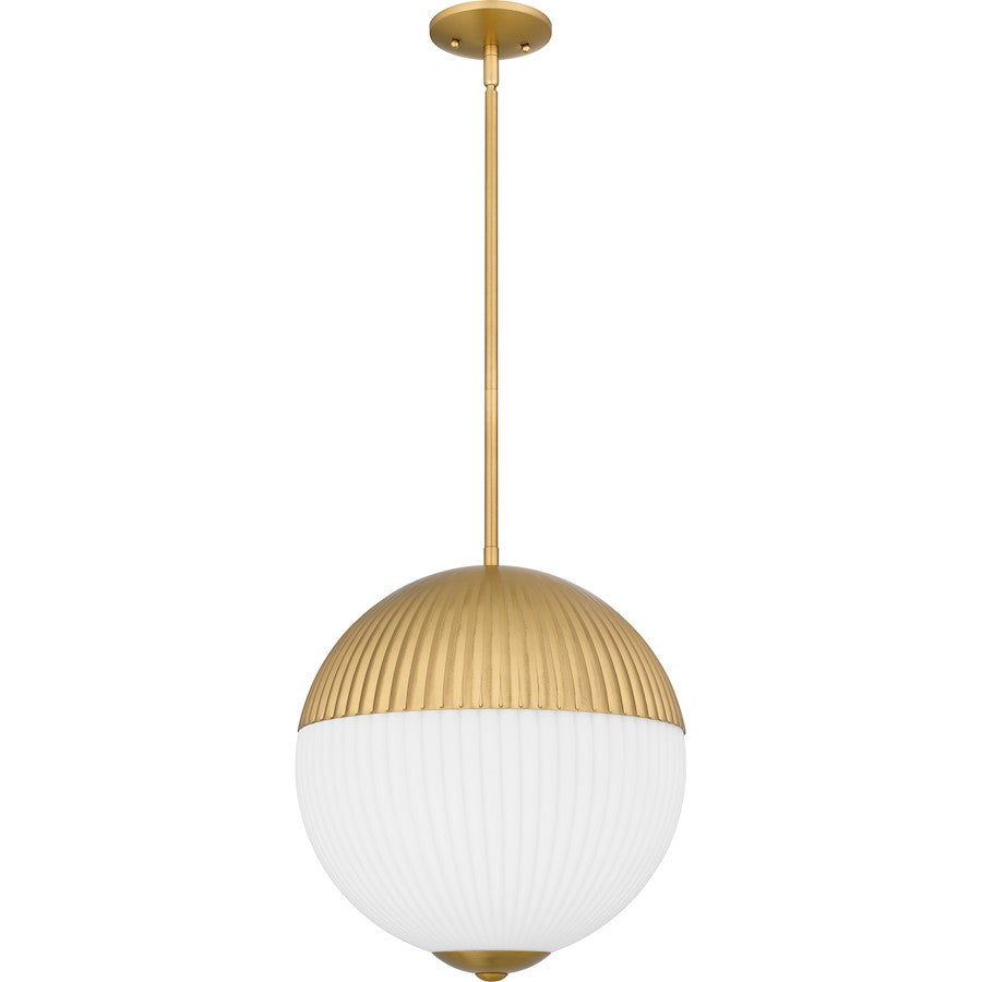 Mia 2 Light Pendant, Brushed Gold/Opal Etched Ribbed Glass