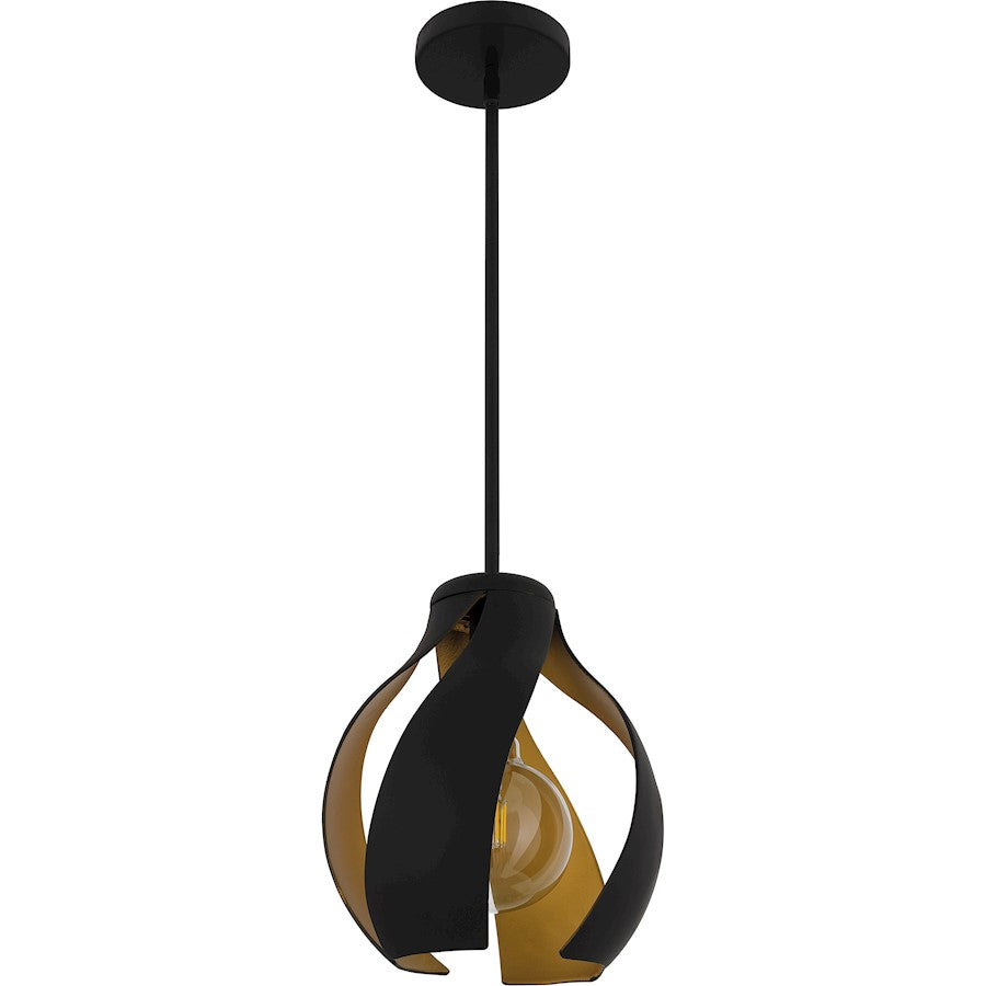 Kiko 1 Light Pendant, Matte Black/Metal